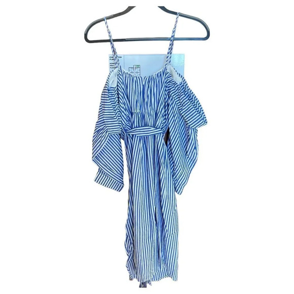 BARDOT Paloma Striped Midi Dress Off the Shoulder Size Small - Picture 3 of 6